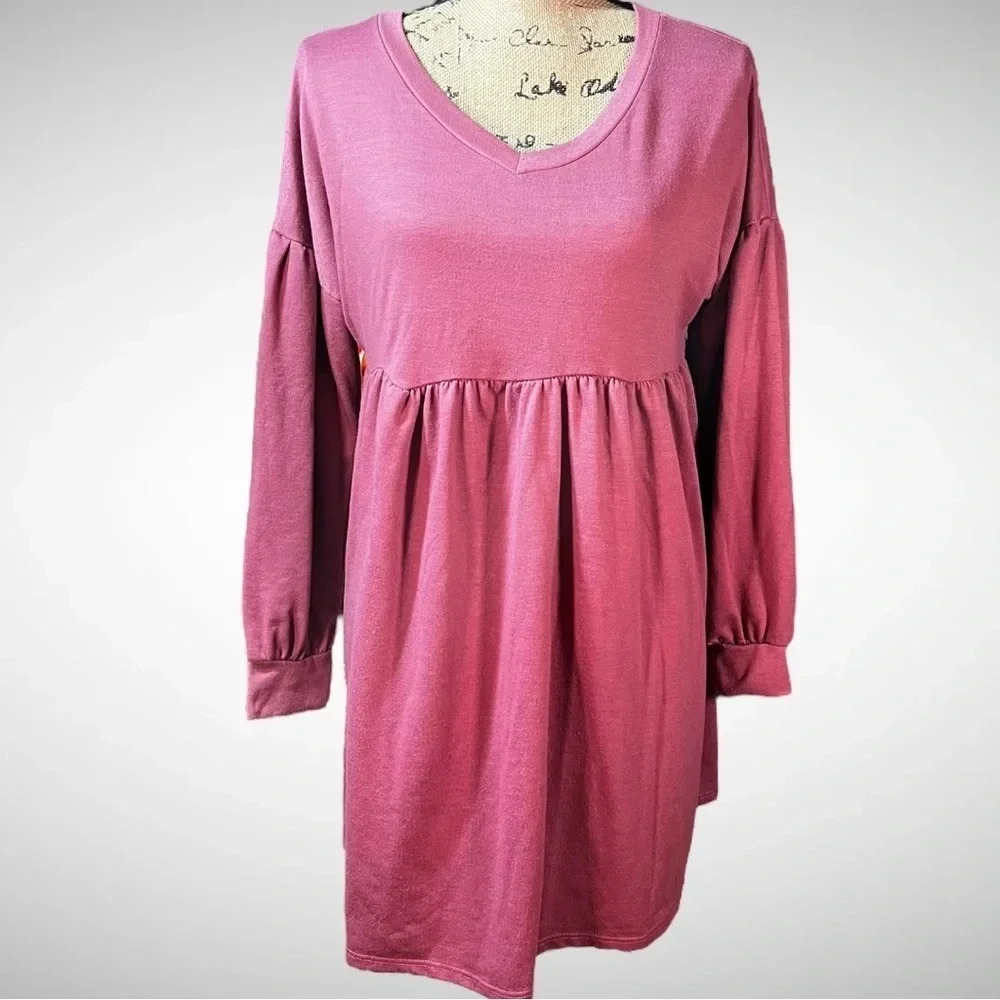 PUBLIK Women's Mauve Long Sleeve Babydoll Dress Small‎ | EUC